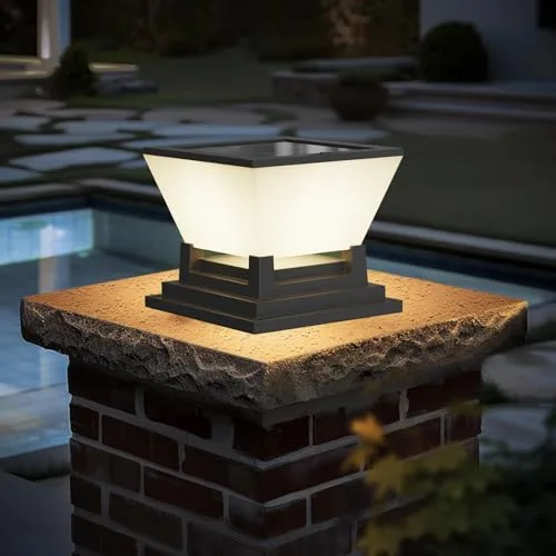 ACMHNC Luz Solar Sobremuro Exterior - IP65 Farolas Solares Exteriores - Farol Solar Exterior Jardin - 3000/4000/6000k - 10~16h Autonomía - Luz Para Jardín Entrada Valla Patio, Negro