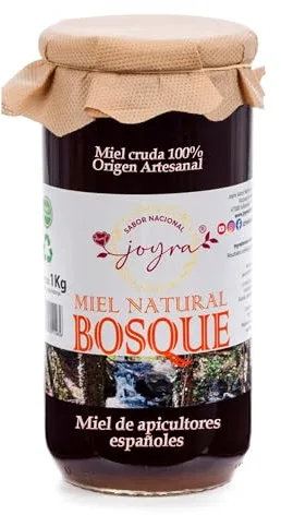 Miel Cruda, 100% MIel Pura de Abeja. Natural y Artesanal. 27 Variedades de Sabores, APICULTURA ESPAÑOLA. Sin Pasteurizar, conservan Polen, Enzimas y Antioxidantes. (1 KG, Miel de Bosque)