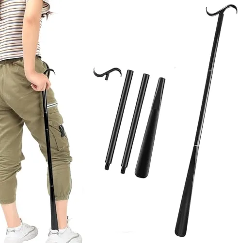 Calzador extralargo, 90 cm, calzador largo 3 en 1, ayuda para poner y quitar calcetines de zapatos y ropa sentado o de pie, para hombres, mujeres, niños y personas mayores