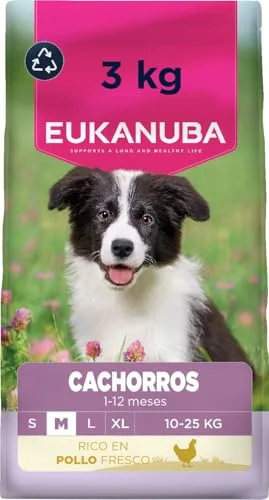 Eukanuba, alimento para Cachorros con Pollo Fresco para Razas Medianas - Alimento seco Premium para Perros Junior, 3 kg