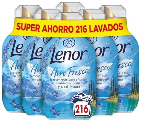 Lenor Aire Fresco Suavizante Para Ropa Frescor Alpino 36 Lavados, 504ml, Frescor Resistente Al Secar En Ambientes Húmedos O Al Sol Intenso