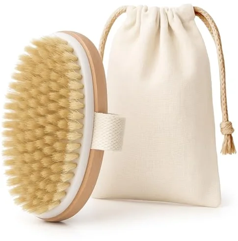 LAC FOR YOU Cepillo Exfoliante Corporal de Madera – Cepillo Cerdas Naturales Anticeluliticos para Dry Brushing y Exfoliación - Dry Brush Estimula el Drenaje Linfático