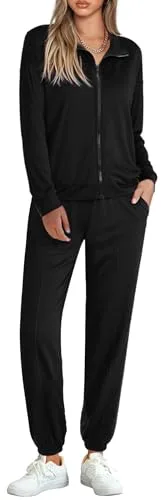 Conjunto Chándal Mujer 2 Piezas Conjunto Deportivo para Mujer Chaqueta con Cremallera y Pantalones Deportivos Completo Chándal