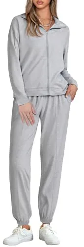 Conjunto Chándal Mujer 2 Piezas Conjunto Deportivo para Mujer Chaqueta con Cremallera y Pantalones Deportivos Completo Chándal