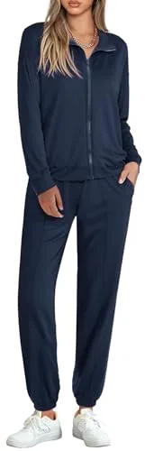 Conjunto Chándal Mujer 2 Piezas Conjunto Deportivo para Mujer Chaqueta con Cremallera y Pantalones Deportivos Completo Chándal