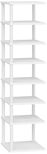 HOOBRO Estantería Vertical para Zapatos, Estante Rinconera de 8 Niveles, Estantería Vintage, Expositor, Estante para Espacios Pequeños, Organizador de Zapatos, Adecuado para Entrada, Blanco EWW22XJ01
