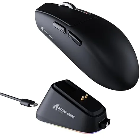 ATTACK SHARK G3PRO Gaming Mouse with Magnetic Charging Dock, PixArt PAW3311 Gaming Sensor, BT/2.4G Wireless/Wired Gaming Mouse, 25000 dpi, Gamer Mice for Win11/Xbox/PS/Mac (Black)