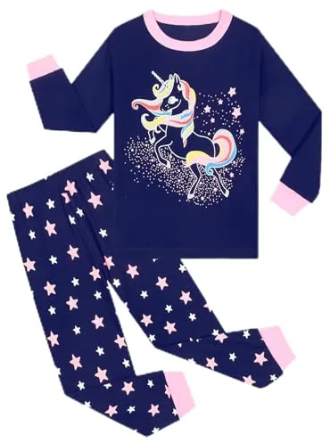 Pilipulu Pijamas Niñas Algodón Efecto Luminiscente Unicornio Gato Búho Ciervo Mangas Largas Otoño Invierno 6 Años