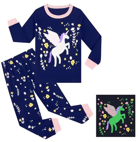 Pilipulu Pijamas Niñas Algodón Efecto Luminiscente Unicornio Gato Búho Ciervo Mangas Largas Otoño Invierno 4 Años