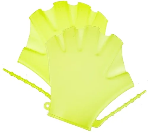 OSOLADY Guantes De Piscina para Niños Palas De Natación De Silicona Fluorescentes Entrenamiento Resistencia Ajustables Palmípedos para Natación y Buceo Deportes Acuáticos Piscina