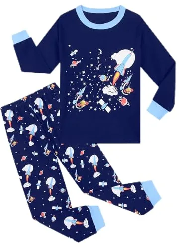 Pilipulu Pijamas Niños Algodón Puro Dinosaurio Coche Espacio Manga Larga Otoño Invierno 5 Años