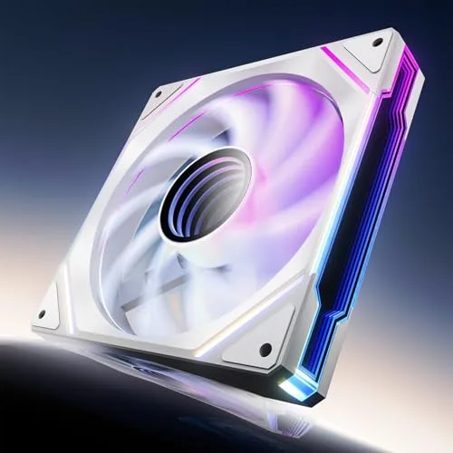 AsiaHorse - Ventilador de PC RGB de 140 mm [HDB] 89,77 CFM/1800 RPM/3,24 MMH2O, ARGB 5 V 3 pines, PWM de 12 V 4 pines, 50 000 horas de vida útil, AMICIMega A14-blanco