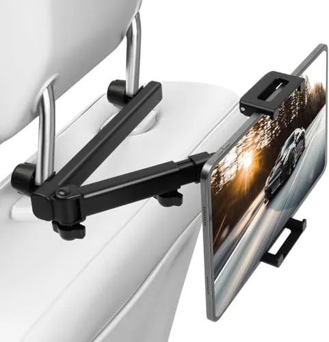AXFEE Soporte Tablet Coche,Soportes para Tablet Coche Extensible,Rotación 360º,Porta Tablets Coches Asiento Trasero,Sujeción Movil Coches para iPad,iPhone,Switch y Otros 4,7" a 16" moviles y Tablets