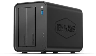 TERRAMASTER F2-425 NAS de 2 Bahías - CPU Intel x86 Quad-Core, 4GB RAM, LAN 2.5GbE, Servidor Multimedia de Almacenamiento Conectado a Red para Usuarios Domésticos (Sin Discos)