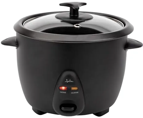 JATA JEAR2510 - Arrocera Eléctrica Capacidad 1 litro. 400 W. Funciones: Cocción y Mantenimiento del Calor. Depósito Extraíble y Antiadherente. Apagado Automático. Incluye Jarra y Espátula
