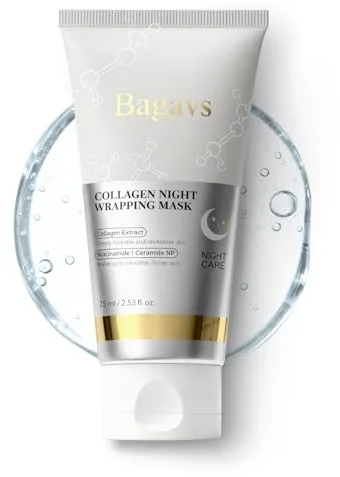 Mascarilla Facial de Colageno Nocturna Envoltura con Colágeno Hidrolizado, Ácido Hialurónico y Niacinamida, Hidratante y Reparadora para el Cuidado de la Piel