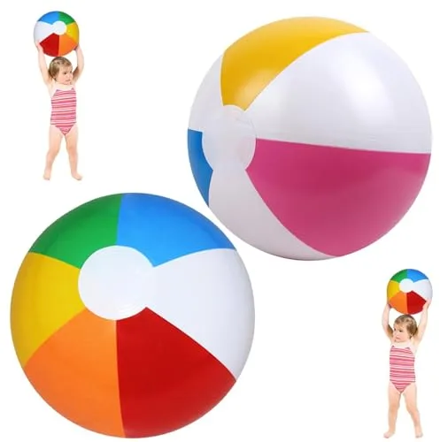 AOOTUERL 2 Piezas Pelota de Playa Hinchable Beach, PPelota Hinchable Paneles Colores, Franjas de Colores de HinchableBeach,Fiesta en Piscina Actividades al Aire Libre Verano Fiesta en Playa