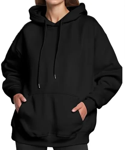 Neteson Sudadera con Capucha para Mujer Oversize Cuello Redondo Hoodie Invierno Fleece Sweatshirt Casual con Bolsillo