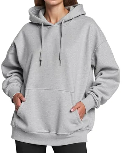 Neteson Sudadera con Capucha para Mujer Oversize Cuello Redondo Hoodie Invierno Fleece Sweatshirt Casual con Bolsillo
