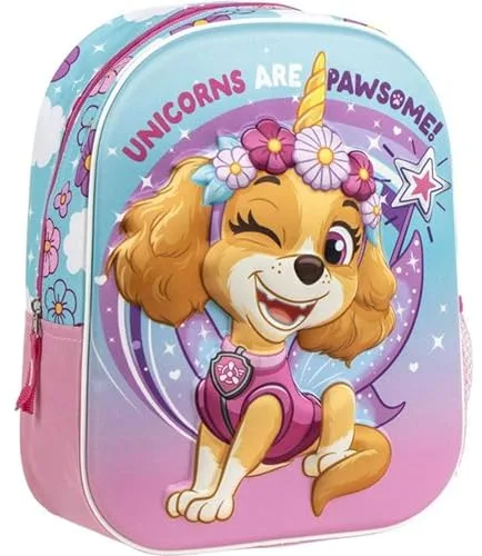 Mochila Infantil Patrulla Canina Skye Unicornio con Diseño 3D y Colores Pastel - Mochila Escolar para Niñas Fans de Paw Patrol Ideal para Guardería y Viajes