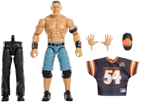 Mattel WWE Elite Collection Wrestlemania John Cena, Figura de acción y Accesorios, Conjunto de Juego de los Principales Eventos en Directo con Piezas para Construir a Sam Roberts, JHX77