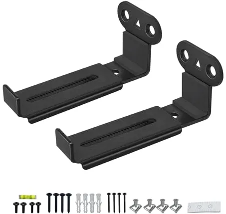 Howonder Soporte de Pared para Barra de Sonido Universal Soporte Metálico Ajustable para TV,Compatible con Sonos, Samsung,Carga Máx 13,6 kg, Profundidad 3,7-6,3 Pulgadas HD-118 (2 Unidades, Negro)