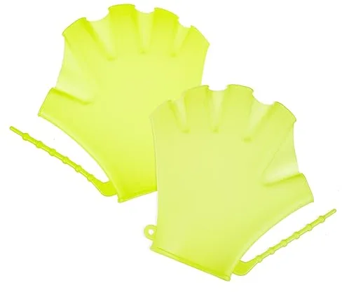 SOIMISS Palas De Natación para Niños Guantes De Piscina De Silicona Fluor Verde Guantes Auxiliares De Buceo Ajustables Manoplas De Entrenamiento para Natación Deportes Acuáticos