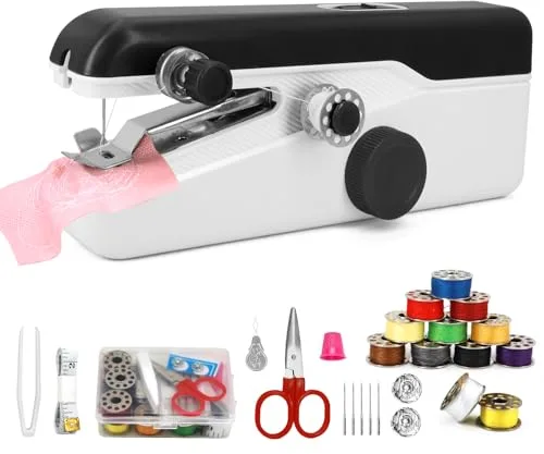 Máquina de Coser Portátil de Mano, Mini para Principiantes, Eléctrica con Puntada Rápida y Velocidad Ajustable, Kit de Reparación de Ropa DIY para Hogar y Viaje con Accesorios (Negro)