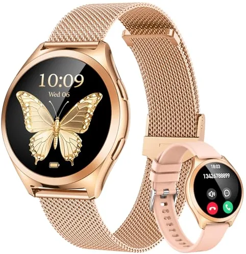 Reloj Inteligente Mujer Smartwatch con llamada: 1.27"TFT Pantalla Táctil Smart Watch Bluetooth con Frecuencia Cardíaca SpO2 Sangre Presión Arterial Sueño Deportivo IP68 Impermeable para iOS Android