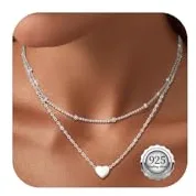 Kenivira Collar Plata de Ley 925 Para Mujer Cadena Colgante Corazon Plata Para Mujer
