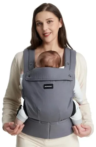 Momcozy Mochila Portabebés Ergonómica, Cómoda y Ligera | para Bebés 3–24 Meses, Fácil de Poner, Soporte Lumbar Mejorado, Manos Libres