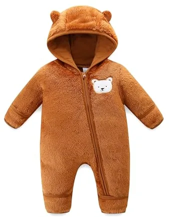 KIDDLETOWN Mono de Lana para bebé recién, Bebé Niños Niñas Mono Vellón Mameluco Bebe con Capucha, Nacido Ropa de Dormir con Orejas para Niñas Niños, Buzo recién Invierno Polar 0-12 meses