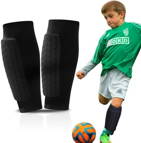 1 par espinilleras de fútbol para niños, espinilleras pequeñas, calcetines de fútbol, protectores de pantorrilla antideslizantes, para juegos niños