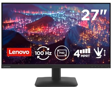 Lenovo L27-4e - Monitor FHD 27" (IPS, HDMI 1.4 - VGA, 16:9, Tasa de Refresco 100 Hz, Tiempo de Respuesta 4ms, 99% sRGB, Montaje VESA 100 mm, Soporte Inclinable) Negro