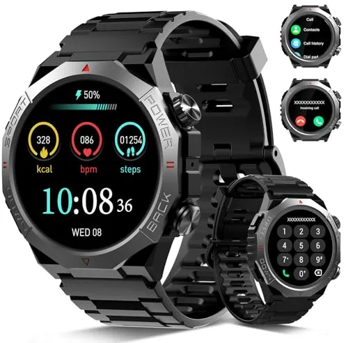 Reloj Inteligente Hombre Mujer, 1,39" Militar Smartwatch con Bluetooth Llamada, Smart Watch con 110+ Modos Deportes, Impermeable IP68 Pulsera Actividad con Podómetro/Monitoreo de Sueño/Pulsómetro