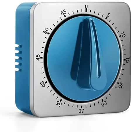 Kitchen Timers - Temporizador De Cocina con Alarma Fuerte, No Requiere Pilas, 100% Mecánico, Parte Trasera Magnética, Exquisito Cuerpo De Acero Inoxidable – Recordatorio De Cuenta Regresiva (Azul)