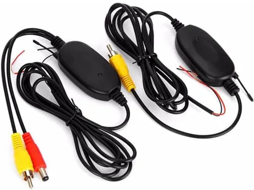 OBEST Camara Marcha Atrás Coche 2,4 GHz Inalámbrico Vídeo RCA Transmisor y Receptor Kit, Adaptador Conexión Wireless para Cámara Trasera y Sistemas de Monitor Retrovisores, Universal 12V Camiones SUV