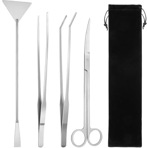 Flintronic Kit Herramientas de Acuario, 4 PCS Juego de Herramientas para Acuario de Acero Inoxidable, Aquarium Aquascaping Kit Espátula Alicates Tijeras Pinzas, con Bolsas de Almacenamiento