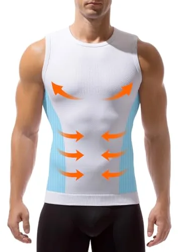 Casey Kevin Chaleco de Compresión Hombre Body Shaper, Camiseta Hombre Faja Cintura Elasticidad Faja Reductora para Deportivas, L