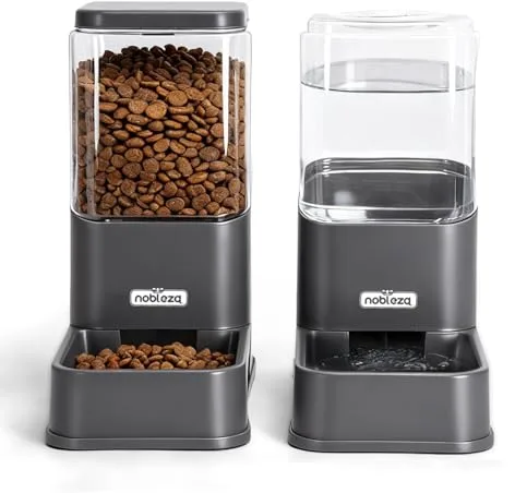 Nobleza Comedero Automático y Bebedero Gatos Perros, Dispensador Comida 3.8 L, para Perros y Gatos pequeños y medianos, Pack 2 Unidades
