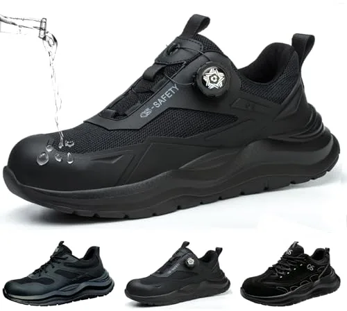 ZEPYFXIT Zapatos de Seguridad Hombre y Mujer Cómodos y Ligeros para Invierno Botas de Trabajo Impermeables con Punta Acero Antideslizante Zapatillas Seguridad Color Negro Talla 41 EU