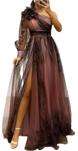 Vestidos De Fiesta Mujer Elegantes Monos De Vestir para Bodas Mangas Largas Bautizo Novia Comunion Ceremonia Gala Lentejuelas Vestir Boho Tallas Grandes Trajes Ropa 2#marrón Claro S