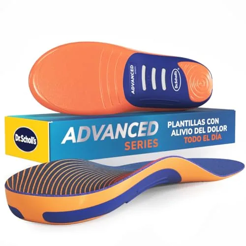 Dr. Scholl’s Advanced Pain Relief Plantillas Ortopédicas Hombres Mujeres, resistentes para zapatos y botas, alivio fascitis plantar, soporte arco, pies planos, soporta hasta 150kg, 42-42.5