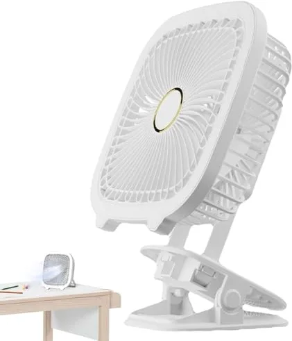 Genérico Ventilador de clip - Ventilador de escritorio silencioso 4 en 1 USB, mesa de clip en ventilador de escritorio, diseño plegable y luz LED, para dormitorio, cama, noche