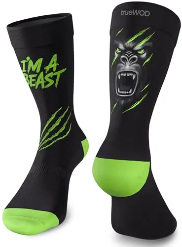 trueWOD Calcetines Running Hombre Mujer Crossfit Ciclismo Trail Running Padel Correr Calcetines Deporte Divertidos Antiampollas Sin Costuras Compresion Transpirables Ligeros Resistentes