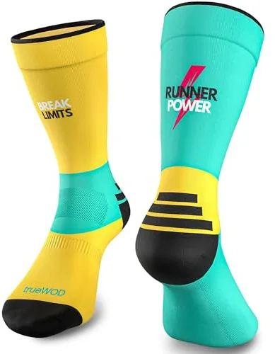 trueWOD Calcetines Running Hombre Mujer Crossfit Ciclismo Trail Running Padel Correr Calcetines Deporte Divertidos Antiampollas Sin Costuras Compresion Transpirables Ligeros Resistentes