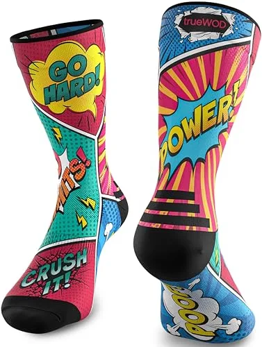 trueWOD Calcetines Running Hombre Mujer Crossfit Ciclismo Trail Running Padel Correr Calcetines Deporte Divertidos Antiampollas Sin Costuras Compresion Transpirables Ligeros Resistentes