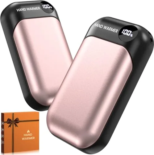 Calentador de Manos Recargable 2 en 1, Calienta Manos Electrico Duración hasta 9 Horas, Calientamanos con 4 Modos 40-55°C, Ideal para Deportes al Aire Libre/Golf/Camping/Regalo(Rosa)