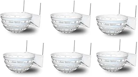 pcmoviles Pack de 6 Nidos Interiores de Plástico con Ganchos Metálicos – para Canarios y Otras Aves Pequeñas, Resistentes y Fáciles de Colocar