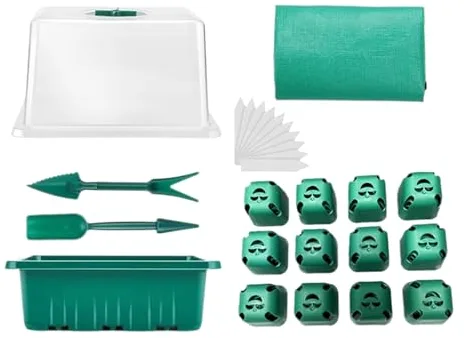 Vestidos de arranque de plántulas-bandejas de semipaquete de 10 paquetes, cúpula de humedad ajustable | Kit bandeja de arranque de semillas robustas para uso de invernadero, propagación interior